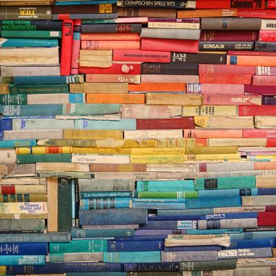 Photo of a Colorful Wall of Books